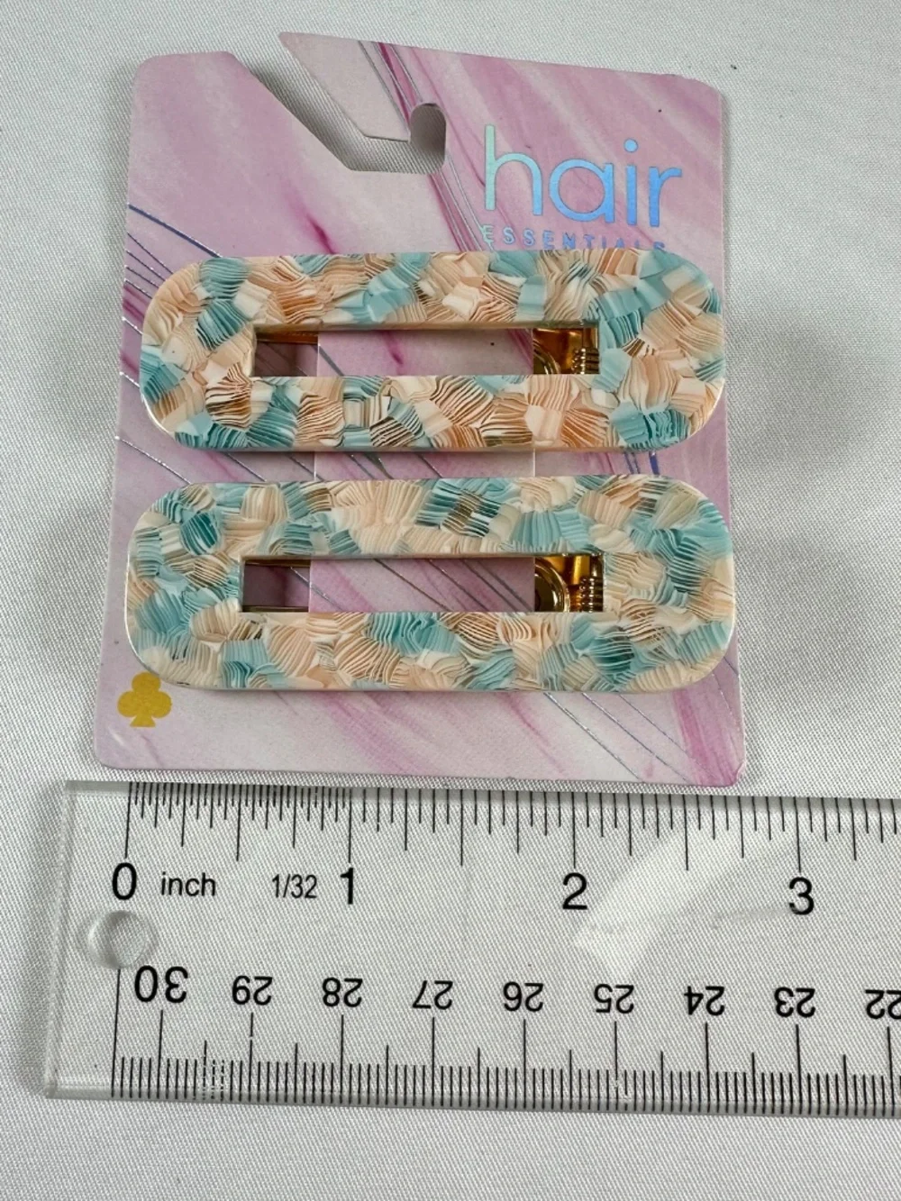 Hair Essentials Acrylic Barretts, Hair Alligator Clips, Green Peach, Y2K, 1990s